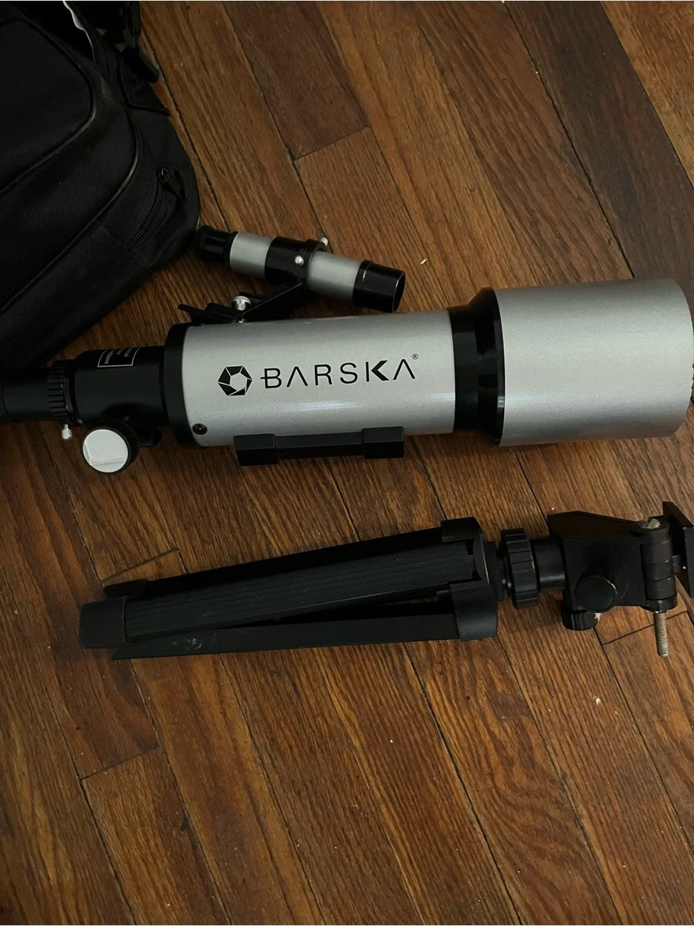 Silver and Black Telescope with Carry Case